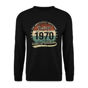 Awesome Since Vintage 1970 Retro Birthday Design - Unisex Sweatshirt - black - Front - Alina (178cm) & Michal (187cm)