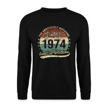 Awesome Since Vintage 1974 Retro Birthday Design - Unisex Sweatshirt - black - Front - Alina (178cm) & Michal (187cm)