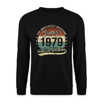 Awesome Since Vintage 1979 Retro Birthday Design - Unisex Sweatshirt - black - Front - Alina (178cm) & Michal (187cm)