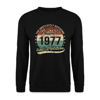 Awesome Since Vintage 1977 Retro Birthday Design - Unisex Sweatshirt - black - Front - Alina (178cm) & Michal (187cm)