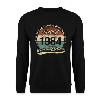 Awesome Since Vintage 1984 Retro Birthday Design - Unisex Sweatshirt - black - Front - Alina (178cm) & Michal (187cm)