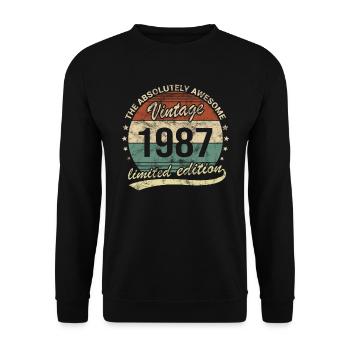 Awesome Since Vintage 1987 Retro Birthday Design - Unisex Sweatshirt - black - Front - Alina (178cm) & Michal (187cm)