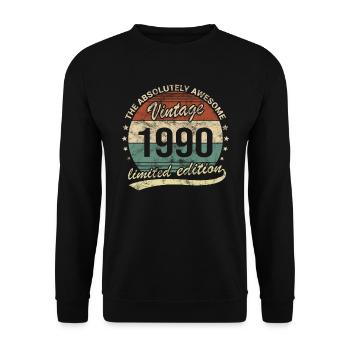 Awesome Since Vintage 1990 Retro Birthday Design - Unisex Sweatshirt - black - Front - Alina (178cm) & Michal (187cm)
