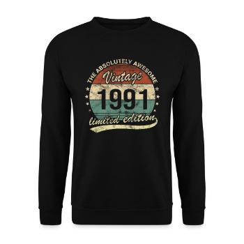 Awesome Since Vintage 1991 Retro Birthday Design - Unisex Sweatshirt - black - Front - Alina (178cm) & Michal (187cm)