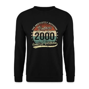 Awesome Since Vintage 2000 Retro Geburtstag Design - Unisex Pullover - Schwarz - Vorne - Alina (178cm) & Michal (187cm)