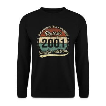 Awesome Since Vintage 2001 Retro Geburtstag Design - Unisex Pullover - Schwarz - Vorne - Alina (178cm) & Michal (187cm)