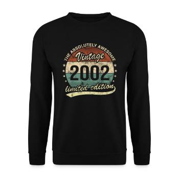 Awesome Since Vintage 2002 Retro Geburtstag Design - Unisex Pullover - Schwarz - Vorne - Alina (178cm) & Michal (187cm)