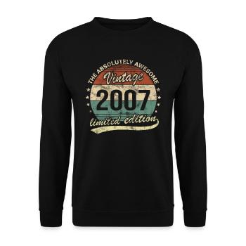 Génial depuis le design d’anniversaire rétro vintage 2007 - Sweat-shirt Unisexe - noir - Devant - Alina (178cm) & Michal (187cm)