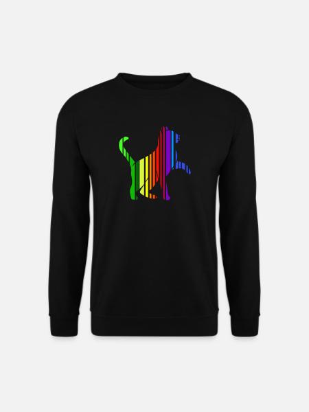 Bunte Katze in Regenbogen Streifen Katzen Freund - Unisex Pullover - Schwarz