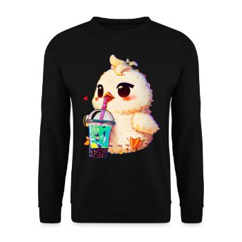 Cute chicken with soft drink - Unisex Sweatshirt - black - Front - Alina (178cm) & Michal (187cm)