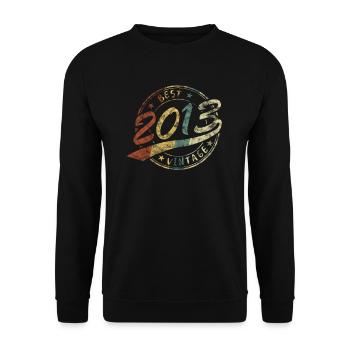 Best Vintage Jahrgang 2013 Retro Design - Unisex Pullover - Schwarz - Vorne - Alina (178cm) & Michal (187cm)