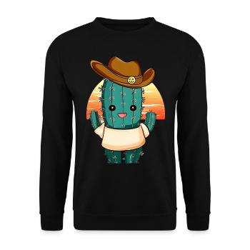 Cactus cowboy kawaii au coucher du soleil - Sweat-shirt Unisexe - noir - Devant - Alina (178cm) & Michal (187cm)