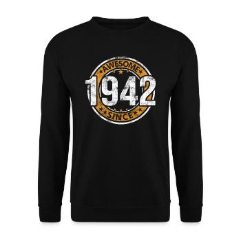 Awesome Since 1942 Retro Vintage Birthday - Unisex Sweatshirt - black - Front - Alina (178cm) & Michal (187cm)