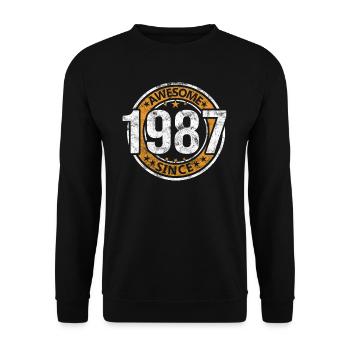 Génial depuis 1987 Retro Vintage Birthday - Sweat-shirt Unisexe - noir - Devant - Alina (178cm) & Michal (187cm)