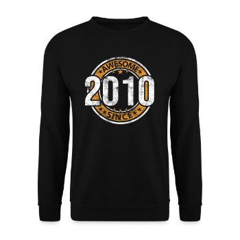 Awesome Since 2010 Retro Vintage Geburtstag - Unisex Pullover - Schwarz - Vorne - Alina (178cm) & Michal (187cm)