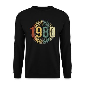 Génial depuis 1980 Retro Vintage Birthday - Sweat-shirt Unisexe - noir - Devant - Alina (178cm) & Michal (187cm)