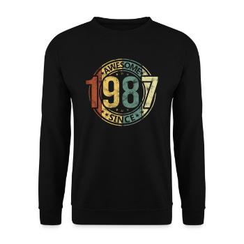 Awesome Since 1987 Retro Vintage Geburtstag - Unisex Pullover - Schwarz - Vorne - Alina (178cm) & Michal (187cm)