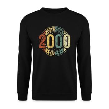 Awesome Since 2000 Retro Vintage Geburtstag - Unisex Pullover - Schwarz - Vorne - Alina (178cm) & Michal (187cm)