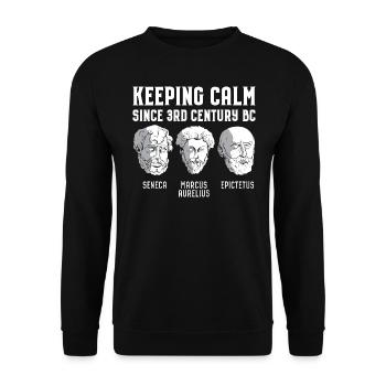 Keeping Calm Since 3rd Century BC - Stoicism - Unisex Sweatshirt - black - Front - Alina (178cm) & Michal (187cm)