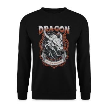 Dragon Fantasy Magic Mysticism Creature Animal Vintage - Unisex Sweatshirt - black - Front - Alina (178cm) & Michal (187cm)
