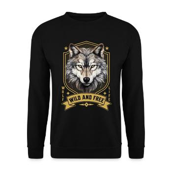 Wolf Wolf’s Head Nature Wilderness Adventure Art forestier - Sweat-shirt Unisexe - noir - Devant - Alina (178cm) & Michal (187cm)