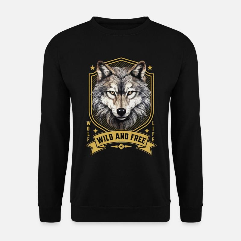 Wolf Wolf's Head Nature Wilderness Adventure Forest Art - Unisex Sweatshirt - black