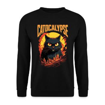 Le chat détruit la grande ville en colère maléfique Art moderne - Sweat-shirt Unisexe - noir - Devant - Alina (178cm) & Michal (187cm)