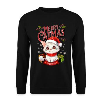 Cat Christmas Merry Catmas Meowy Ugly Funny - Unisex Sweatshirt - black - Front - Alina (178cm) & Michal (187cm)