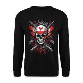 Patriote polonais : drapeau et crâne - Sweat-shirt Unisexe - noir - Devant - Alina (178cm) & Michal (187cm)