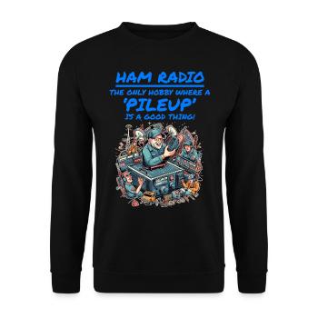 Ham Radio Operator Playful Cartoon Funny Hobby - Unisex Sweatshirt - black - Front - Alina (178cm) & Michal (187cm)