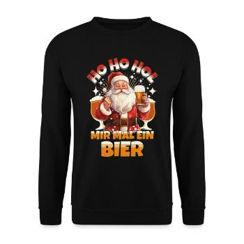 Weihnachtsmann Ho Ho Hol Mir Mal Ein Bier Lustig - Unisex Pullover - Schwarz - Vorne - Alina (178cm) & Michal (187cm)