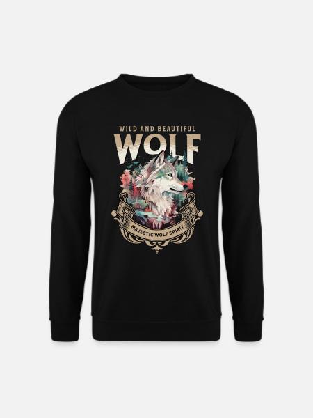Wolf Wolfskopf Natur Wildnis Abenteuer Wald Kunst - Unisex Pullover - Schwarz