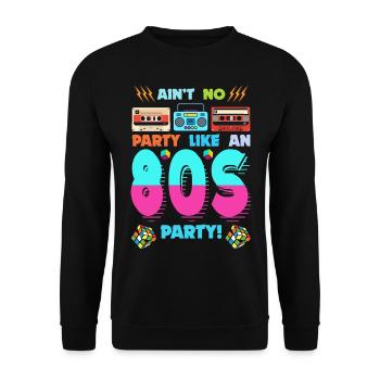80s Party Vibes - Retro Design with Cassette Tapes - Unisex Sweatshirt - black - Front - Alina (178cm) & Michal (187cm)