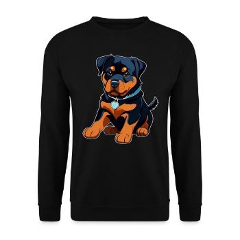 Cute Rottweiler Puppy - Unisex Sweatshirt - black - Front - Alina (178cm) & Michal (187cm)
