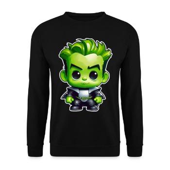 Cute green monster - Unisex Sweatshirt - black - Front - Alina (178cm) & Michal (187cm)