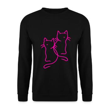 80er 90er Retro Vintage Katzen Katze Kätzchen - Unisex Pullover - Schwarz - Vorne - Alina (178cm) & Michal (187cm)
