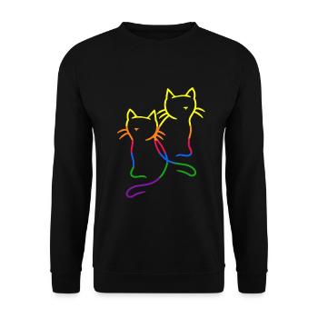 années 80 années 90 Rétro Chats Arc-en-ciel Chat LGBT - Sweat-shirt Unisexe - noir - Devant - Alina (178cm) & Michal (187cm)
