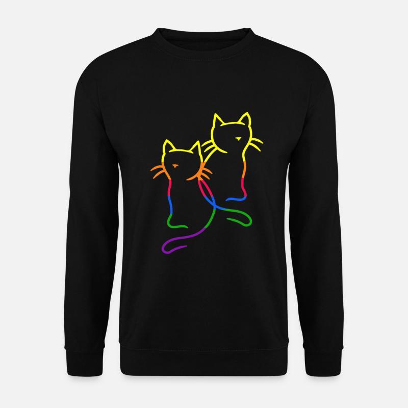 80er 90er Retro Katzen Regenbogen LGBT Katze - Unisex Pullover - Schwarz