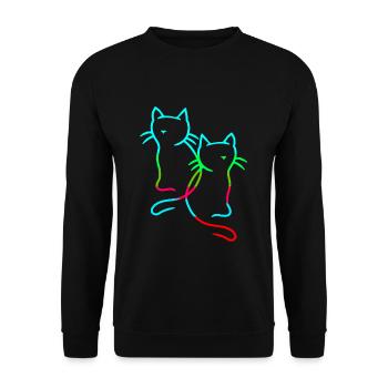 80er 90edr Rretro Vintage Katzen Katze Kätzchen - Unisex Pullover - Schwarz - Vorne - Alina (178cm) & Michal (187cm)