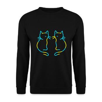 80er 90er Retro Katzen Katze Vintage - Unisex Pullover - Schwarz - Vorne - Alina (178cm) & Michal (187cm)