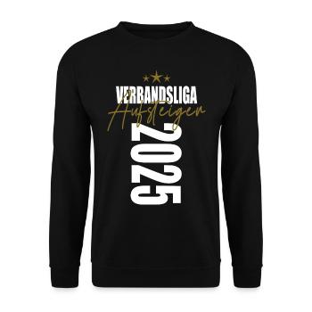Aufsteiger Verbandsliga 2025 Aufstiegstrikot - Unisex Pullover - Schwarz - Vorne - Alina (178cm) & Michal (187cm)
