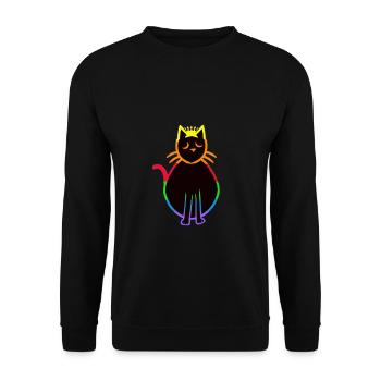 80er 90er Retro Regenbogen Katze Katzen - Unisex Pullover - Schwarz - Vorne - Alina (178cm) & Michal (187cm)