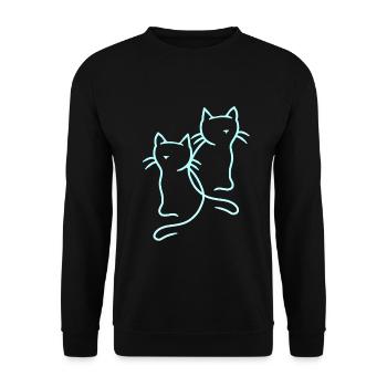 80er 90er Katzen Retro Vintage Katze - Unisex Pullover - Schwarz - Vorne - Alina (178cm) & Michal (187cm)
