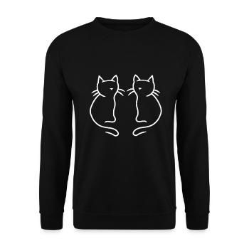 80er 90er Retro Vintage Katzen - Unisex Pullover - Schwarz - Vorne - Alina (178cm) & Michal (187cm)