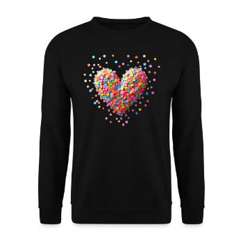 Konfetti Herz Karneval Kostüm Fasching Geburtstag - Unisex Pullover - Schwarz - Vorne - Alina (178cm) & Michal (187cm)
