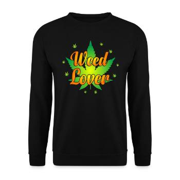 Weed Lover - Cannabis Lover - Marihuana Lover - Unisex Pullover - Schwarz - Vorne - Alina (178cm) & Michal (187cm)