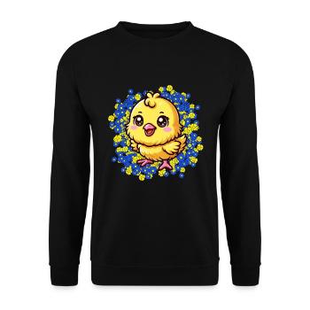 Fleurs de poussin de Pâques Fleurs de fleurs - Sweat-shirt Unisexe - noir - Devant - Alina (178cm) & Michal (187cm)