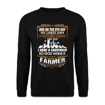 God Made A Farmer - Unisex Sweatshirt - black - Front - Alina (178cm) & Michal (187cm)