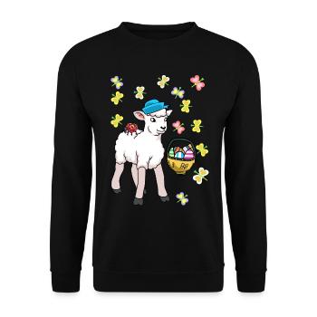 80s Easter Sheep Sheep Easter Eggs Lamb Kids - Unisex Sweatshirt - black - Front - Alina (178cm) & Michal (187cm)