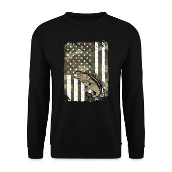 Pêche au poisson sur camouflage drapeau américain pour les pêcheurs à la ligne - Sweat-shirt Unisexe - noir - Devant - Alina (178cm) & Michal (187cm)